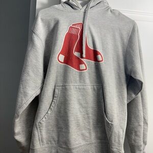 Gray Hoodie with Red Socks Design